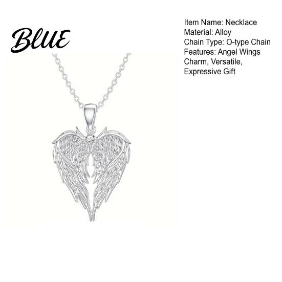 Eternal Love Rhinestone Necklace Angel Wings Shiny Rhinestones Inlaid Pendant