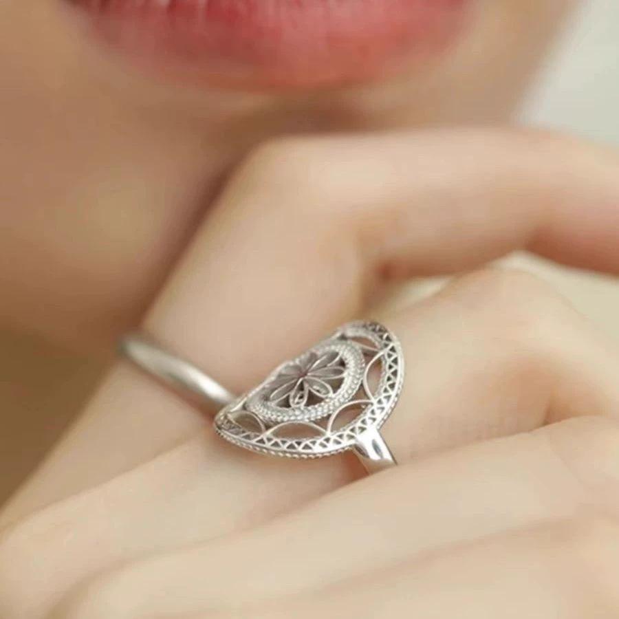 Nischen-Mode Spitze Hohlblume Offene Ringe Für Frauen Folk-Stil Neuer Schmuck Geschenk Party Geburtstag Großhandel anillos