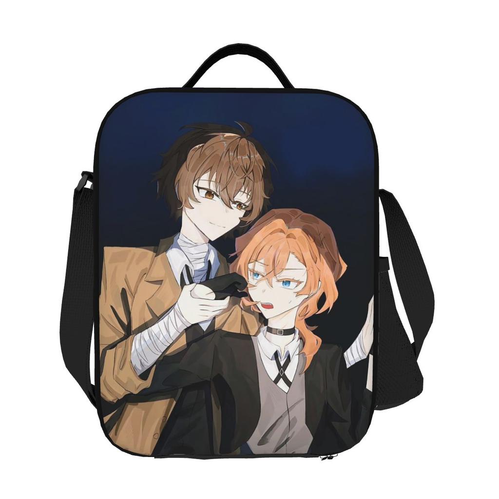 Bungou Stray Dogs Wan Anime Dazai And Chuuya Lunch Bags Insulated Bento Box Portable Lunch Tote Resuable Picnic Bags Thermal Bag