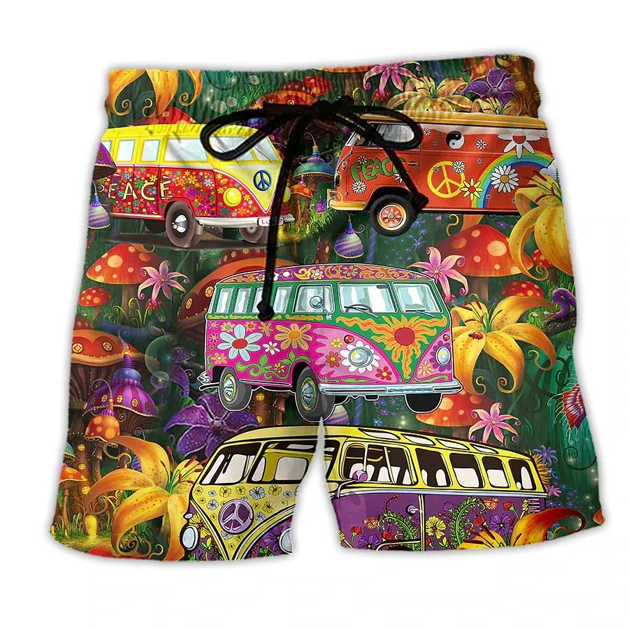 Sommer 3D Bus Print Shorts Modische Lässige Strand Herrenshorts