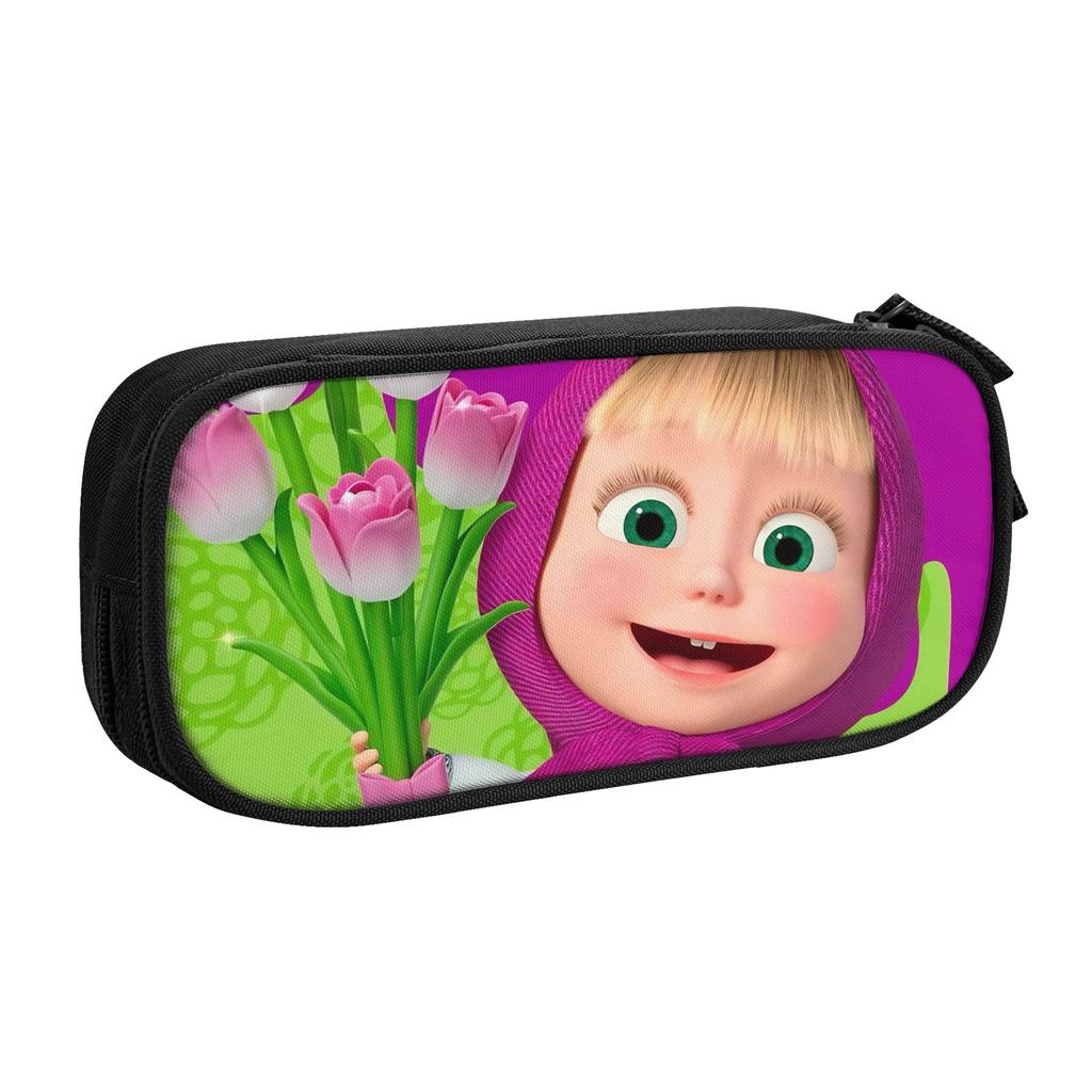 Cute Cartoon M-Masha and Bear Pencil Cases Creative Pen Holder Bag Kids Big Capacity Office Gifts Pencil Box