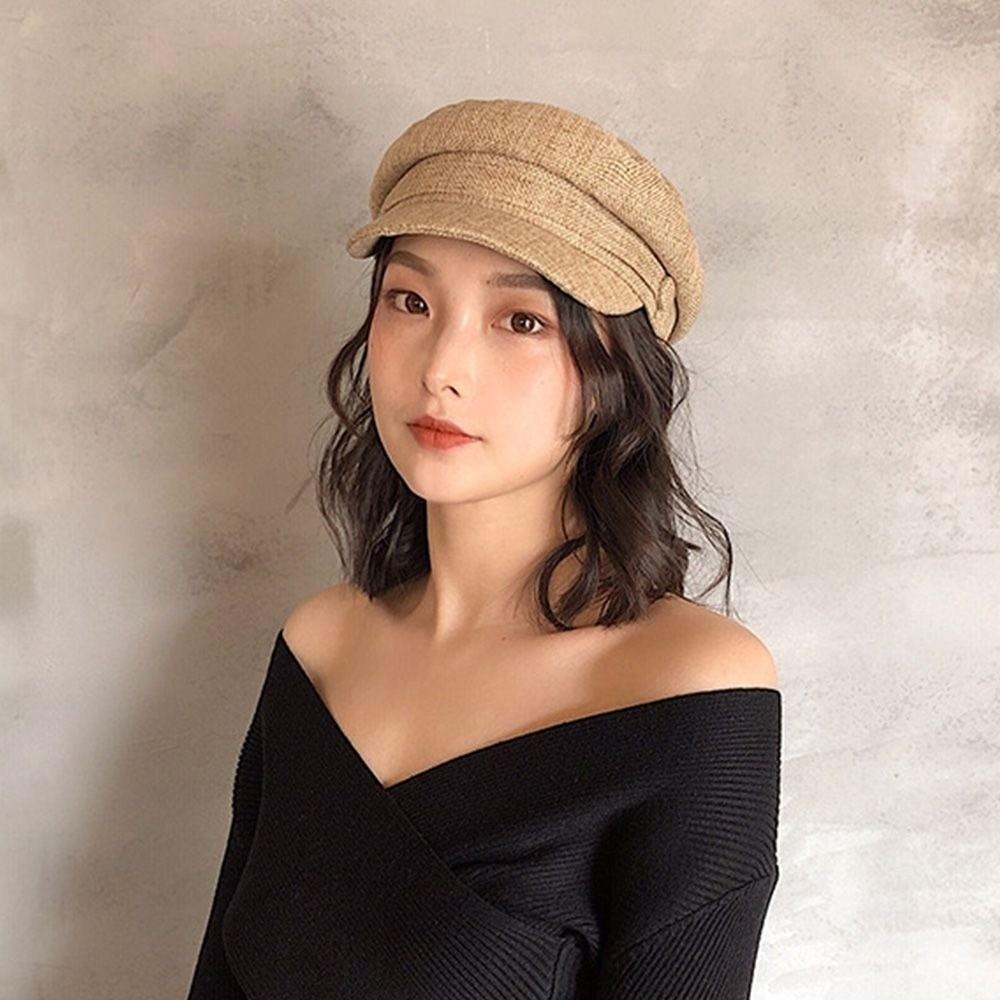Cotton Linen Fashion Octagonal Cap Visor Hats Navy Hats Breathable Ladies Flat Cap  Autumn Summer