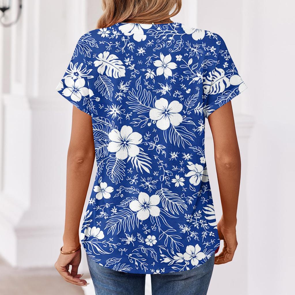 Tops para Mujer Camiseta de Manga Corta Camisas de Verano con Cuello en V Blusas de Trabajo Túnica de Negocios
