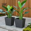 Thickened Wear Resistant Container Square Plastic Flower Pot, Stone-Look Planter with Drainage Hole, Modern Plant Pot for Indoor Outdoor Plants,