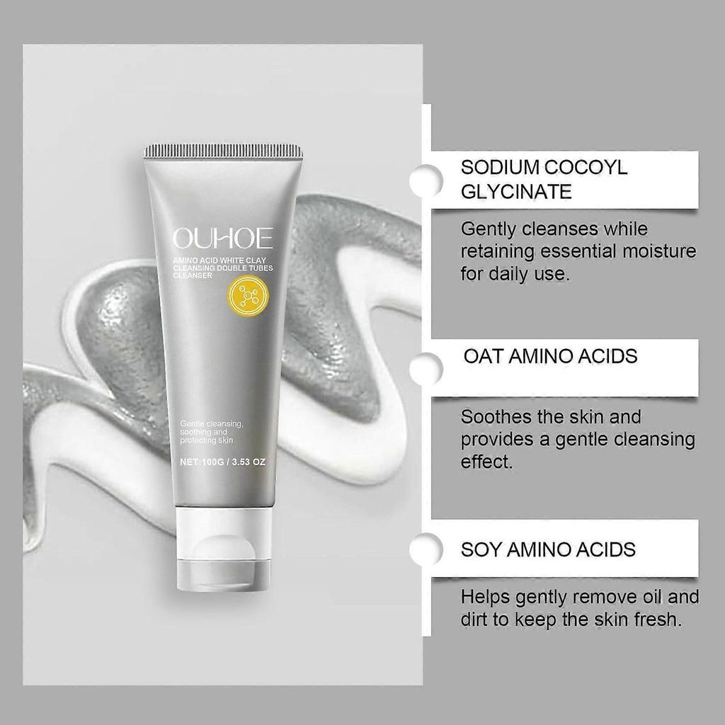 Ouhoe Amino Acid Dual-Tube Cleanser Gently Cleanses, Hydrates, Brightens, And Moisturizes Delicate Facial Skin