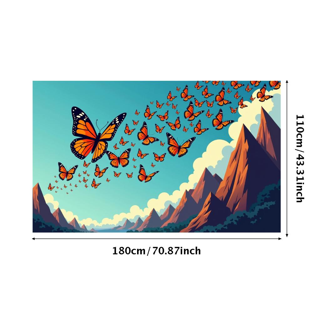 Blue Butterfly Forest Theme Banner Enchanted Nature Magical Glow Backdrop Garden Decoration Party Photography Background Props