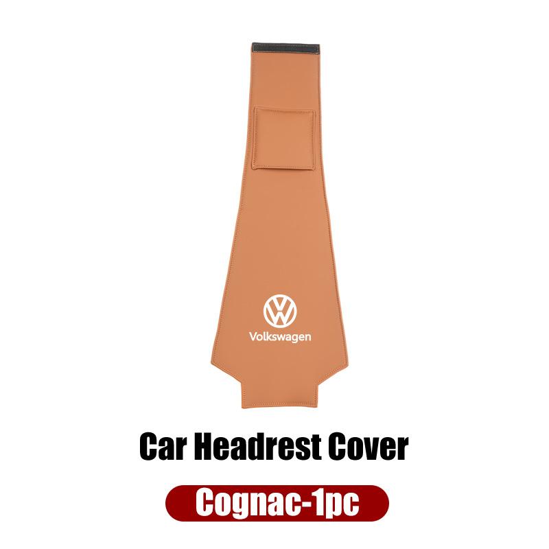 Leather Car Headrest Anti Dirty Protective Cover For VW Tiguan CC Jetta Polo Golf Passat Scirocco T-ROC TouaregNO4