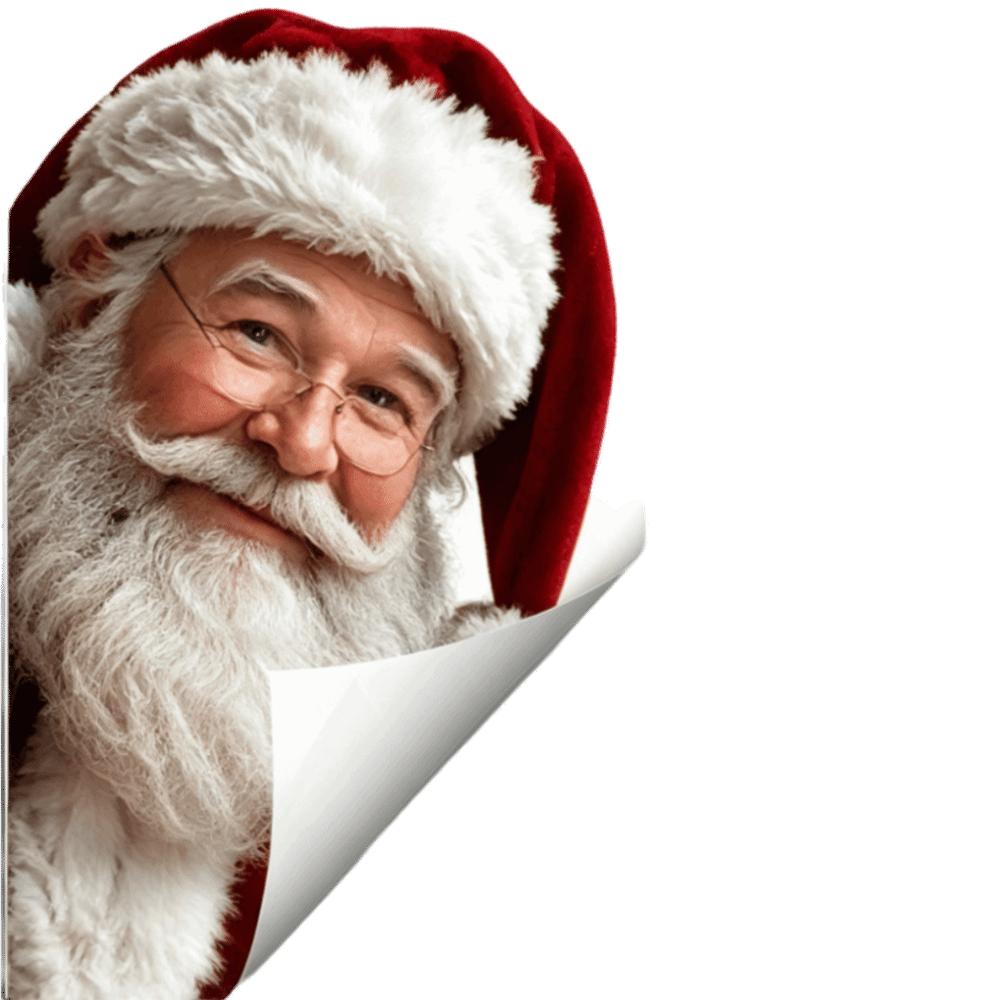 Double-Sided Visible Static Cling Window Sticker 2D Flat Peeking Santa Claus Living Room
