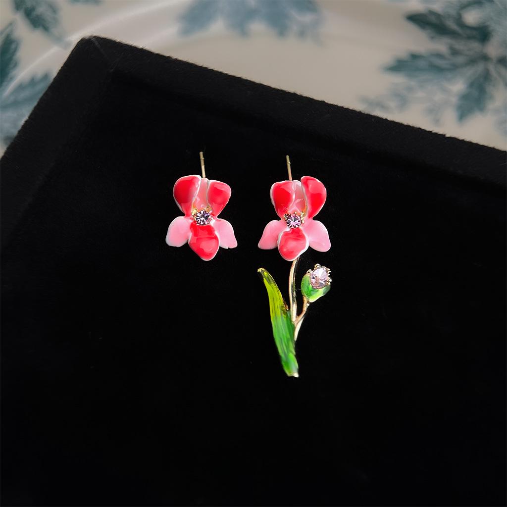 Französischer Ölmalerei-Stil Emaille Tropfenohrringe: Künstlerische Ohrstecker im Hofstil mit einem literarischen Retro-Flair.