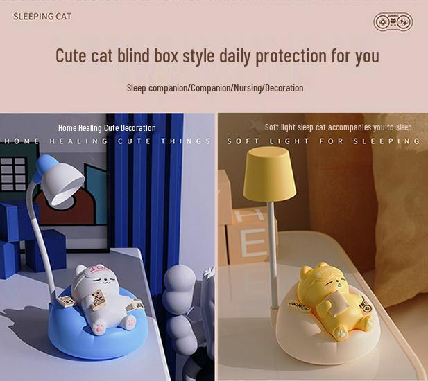 Weiche schlafende Katze Nachtlicht: Einstellbarer 3-stufiger Augenschutz, ideal für das Nachttisch und das Stillen.