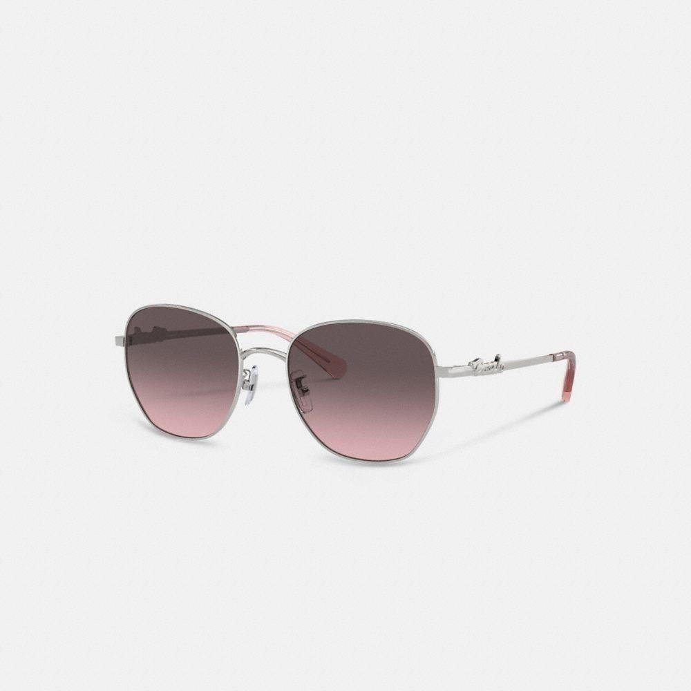 

COACH Круглые солнцезащитные очки Coach Script CR644 серебристо-розовые