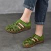Retro Woven Women's Sandals Genuine Leather Soft Sole Flat Hollow-out Roman Shoes