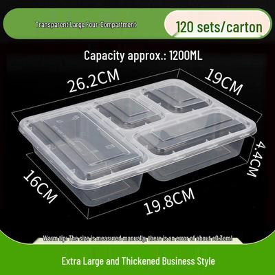 Boîte repas jetable à 4 compartiments