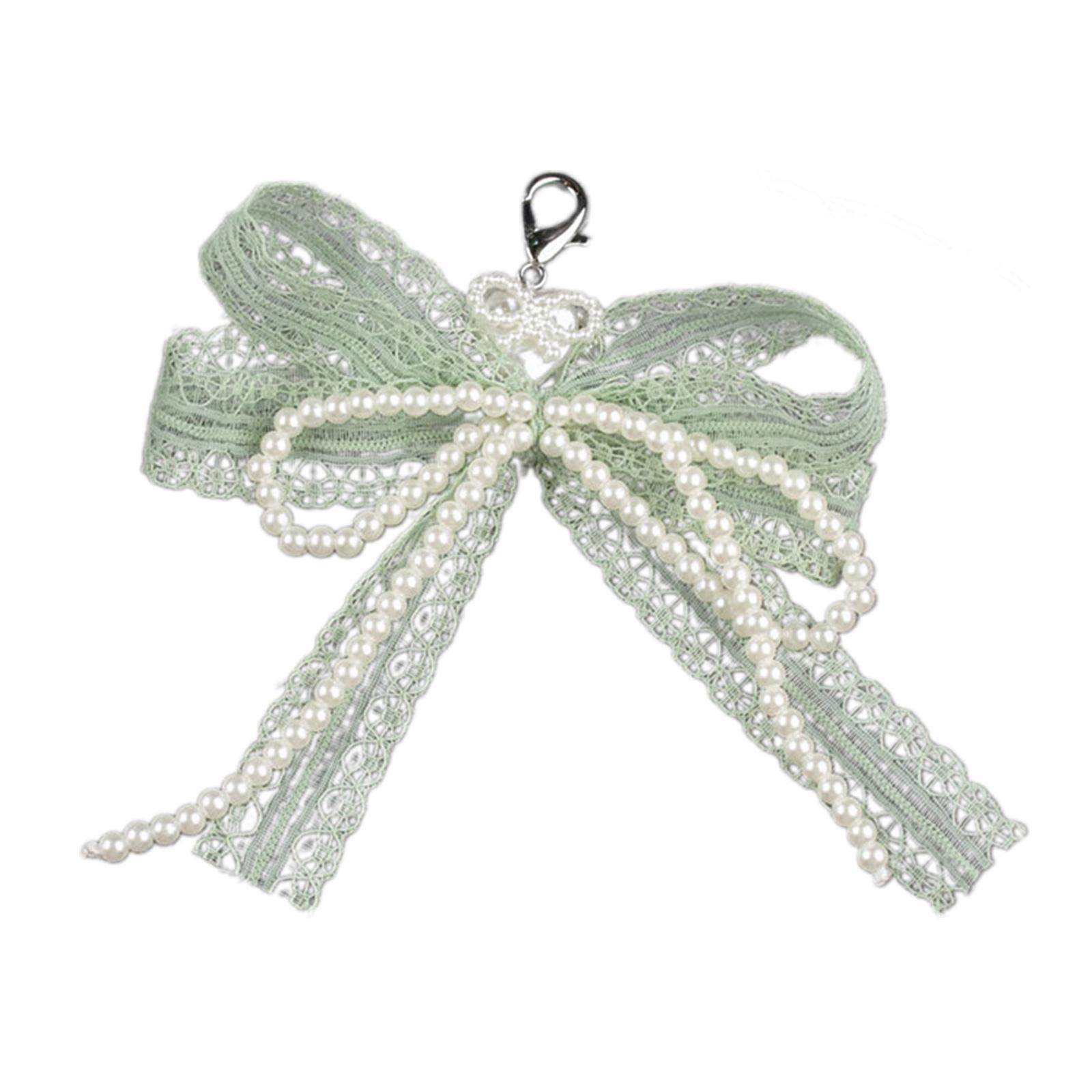 

Shoe Clip Accessories Decorative Lace Bowknot Shoelace Ornament with Faux Pearls Details for Formal Event Casual Wear зелений