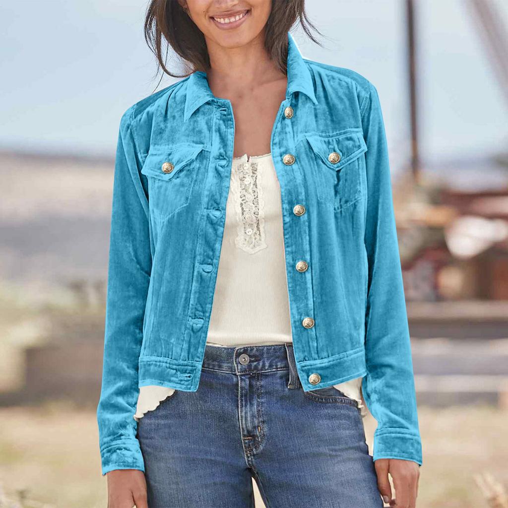 Women's Solid Color Long Sleeve Casual Long Sleeve Canary Cargo Short Jacket Jacket With Pocket