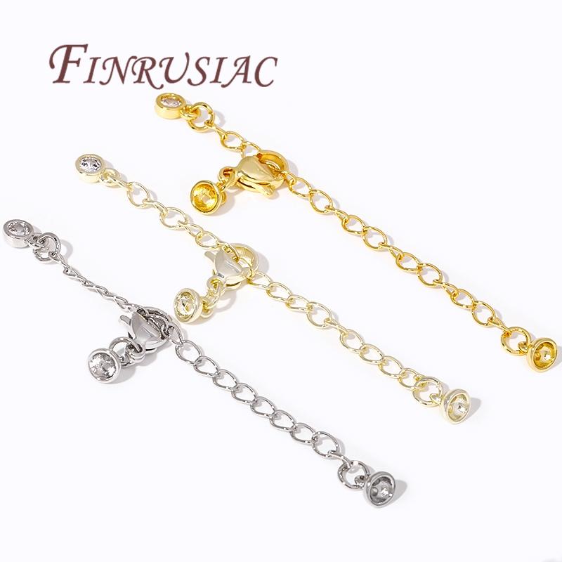 2/4/6Pcs 18K Gold Plated Extension Extended Tail Chains with Lobster Clasps End Caps Findings For DIY Jewelry Making Supplies