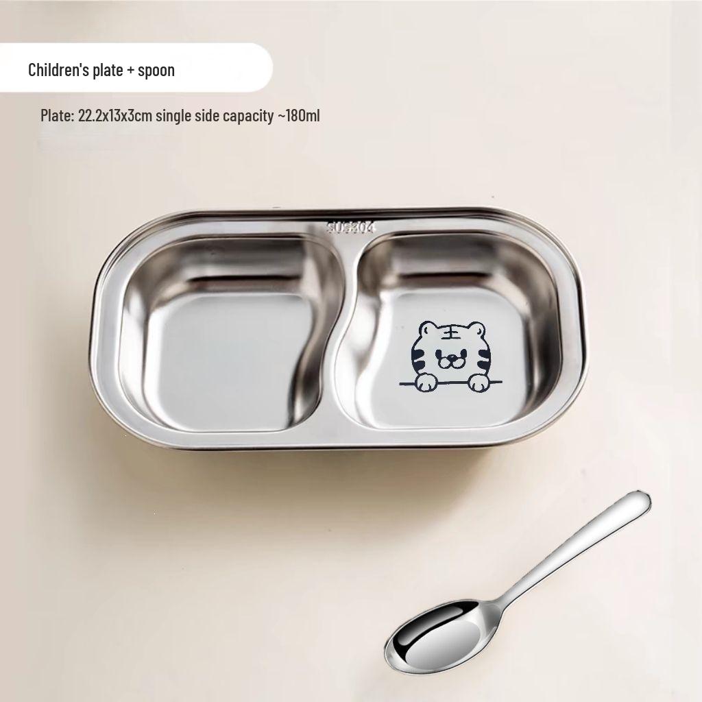 304 Stainless Steel Baby Plate - Compartmentalized, Anti-Fall, Food Safe for Kids