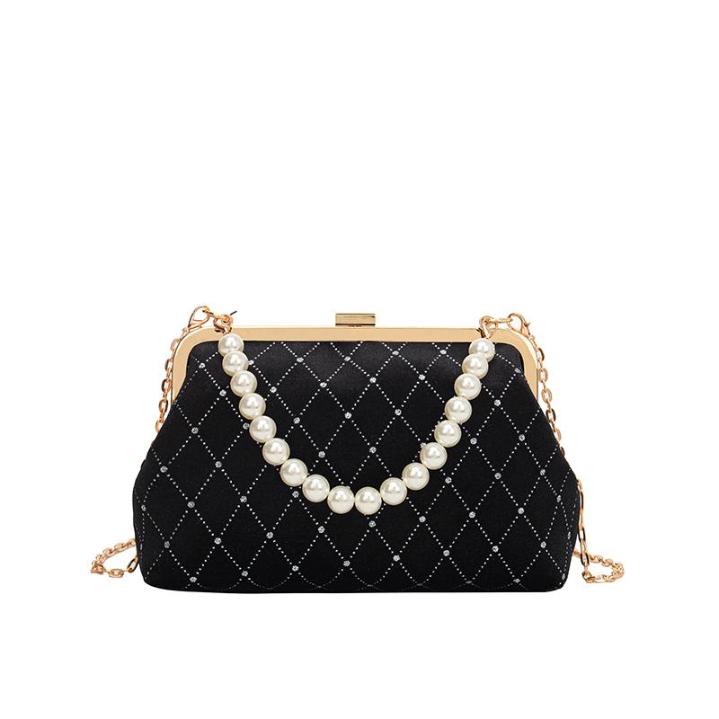 

Vintage Embroidered Handbags for Women Fashi Metal Handle Shoulder Bags with Chain Strap Ladies Elegant Crossbody Purse wallet чёрный