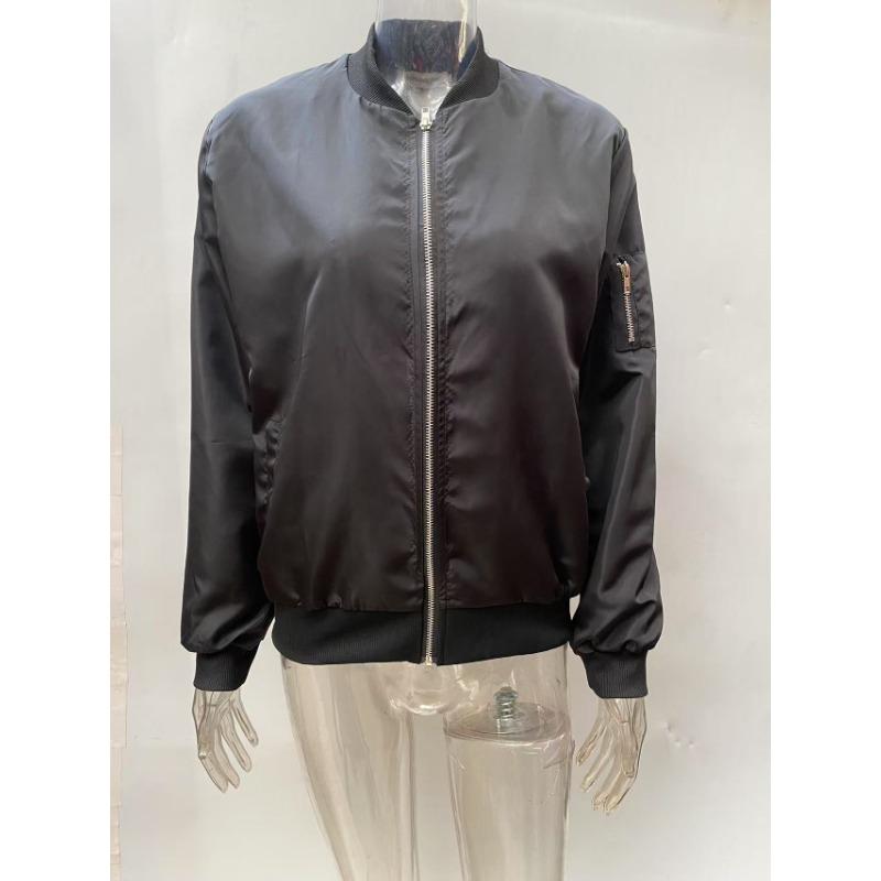 Women S Casual Solid Color V Neck Long Sleeve Zip Jacket