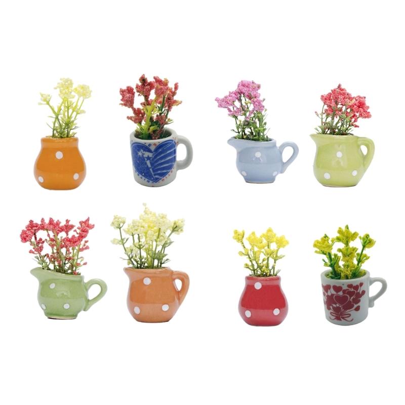 

8Pcs Magnetic Bud Vases For Fridge Decors Resins Miniature Flower Pot Magnets Ornaments Kitchen Office Accessories 1