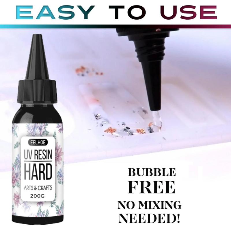200g Hard UV Resin Glue Crystal Clear Ultraviolet Curing Epoxy Resin Solar Cure Activated UV Glue DIY Jewelry Craft Making Tools
