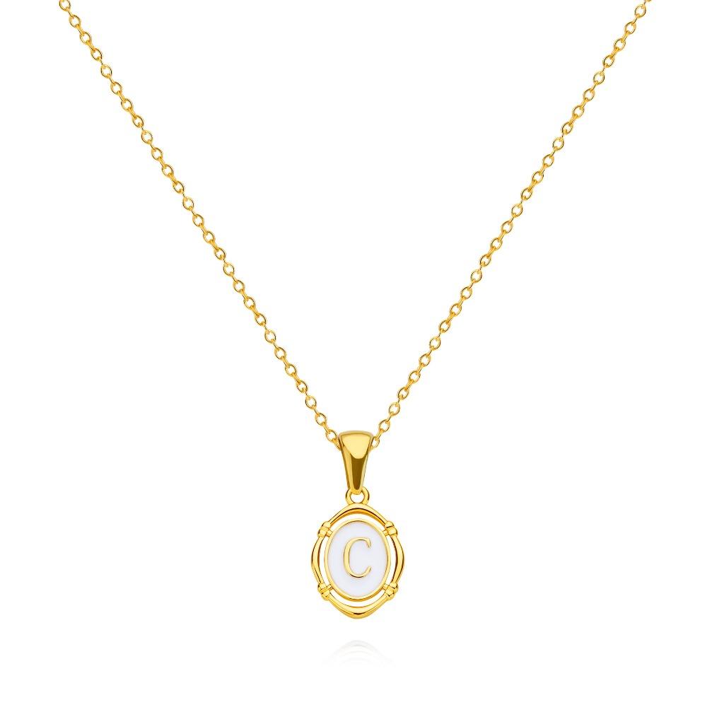 

Stainless Steels Drip Letter Oval Necklaces for Women Alphabet A-E Initials Pendant Necklace Aesthetic Jewelry