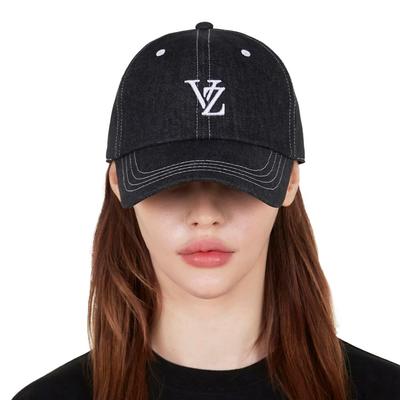 3D Monogramm Stickerei Oversized Ball Cap SchwarzDenim [VARZAR]