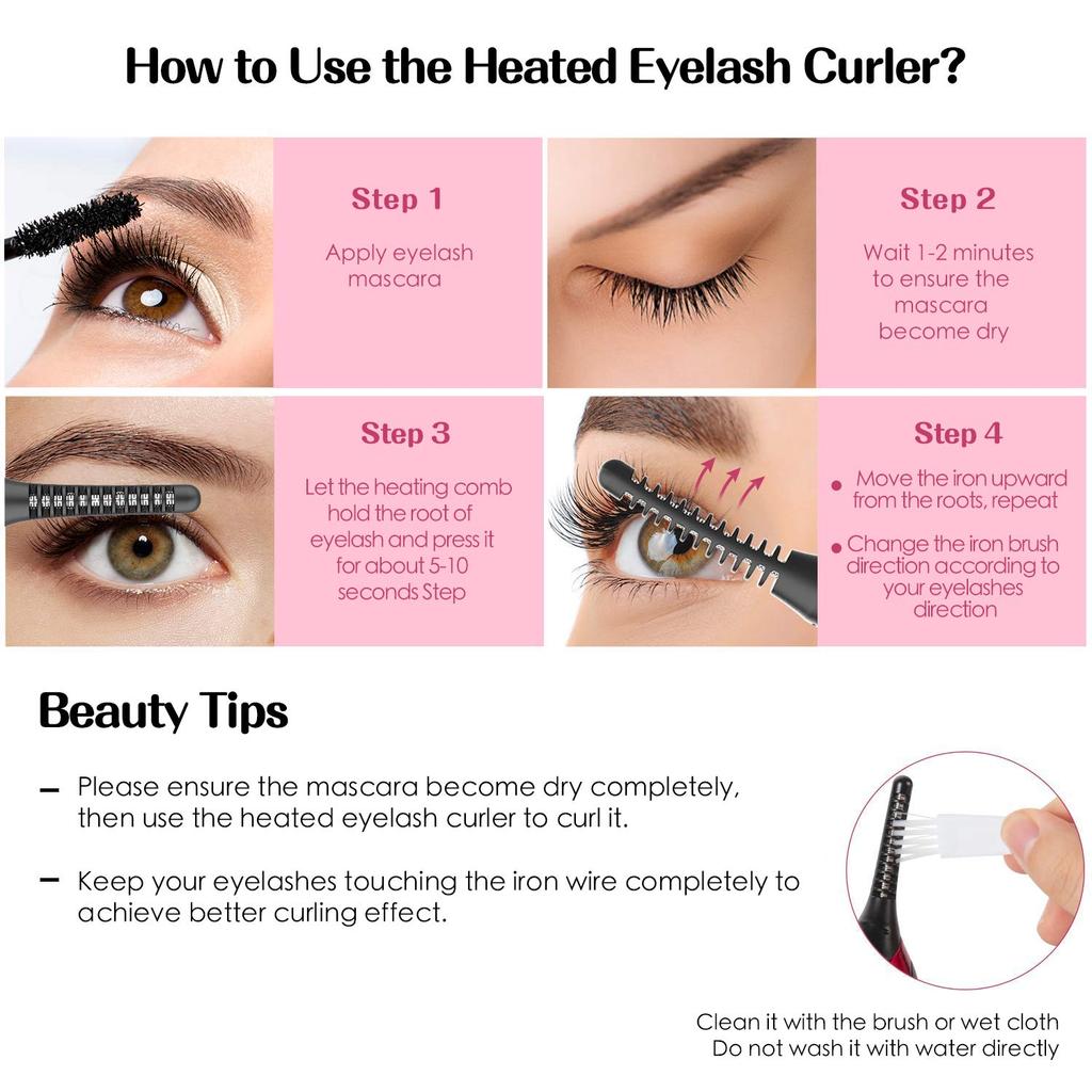 Heated Eyelash Curler, Electric Eyelash Curler, Mini USB Rechargeable LCD Display Quick Heating with 4 Temperature Gears, Long Lasting Safe and