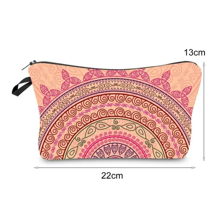 Cosmetic Bag Makeup Bag Waterproof Travel Toiletry Pouch Bag with Mandala Flowers Design