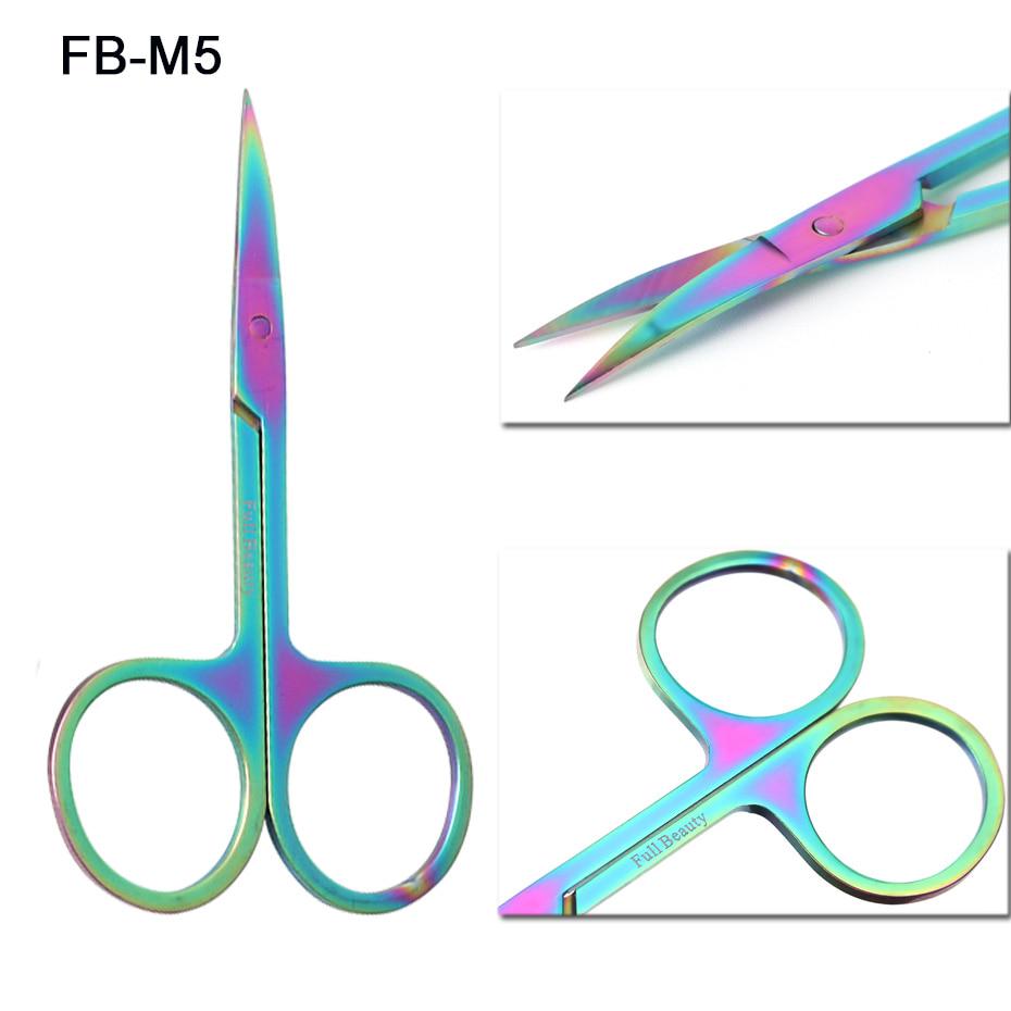 5pcs Stainless Steel Chameleon Eyebrow Tweezers Rainbow Extension Trimmer Clip Hair Scissor Manicure
