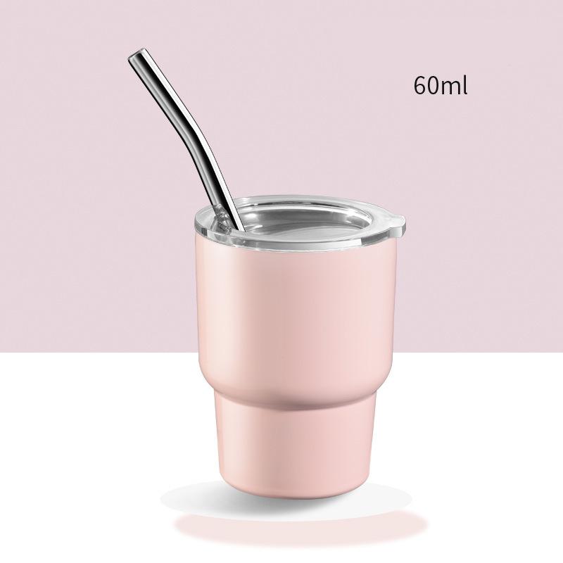 LMETJMA 2oz Mini Tumbler Double Stainless Steel Vacuum Cup Sublimation Shot Glass Tumblers Mugs with Straw and Lids JT228
