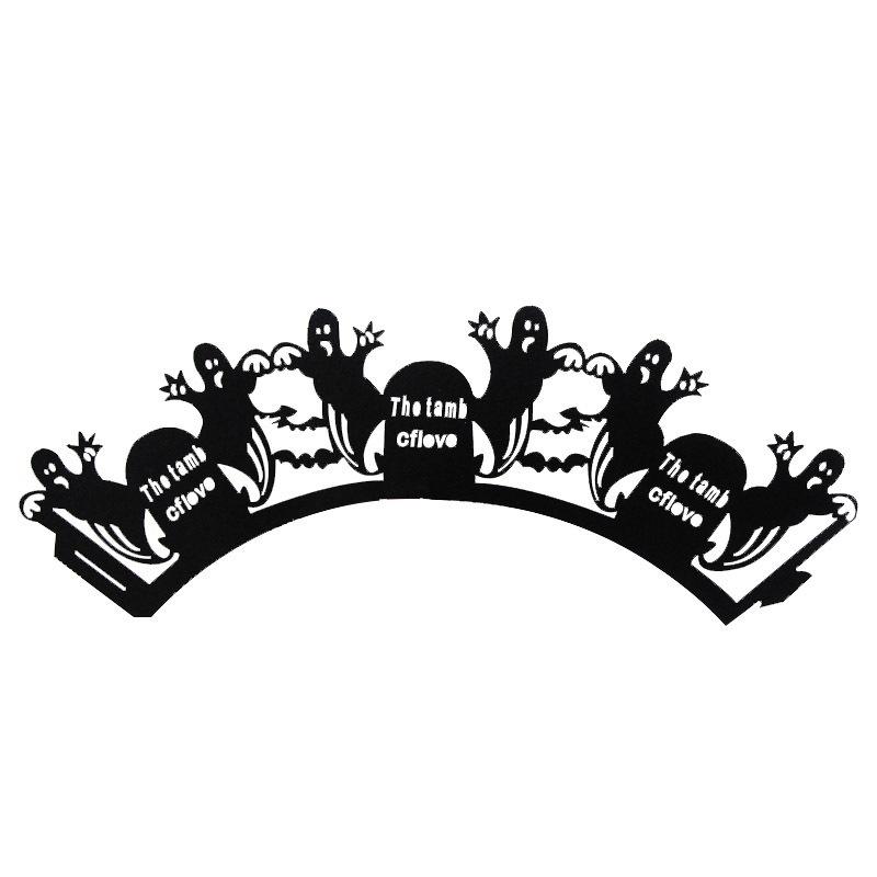 12pcs/set Halloween Hollow Paper Cup Spider Web Pumpkin Horror Castle Cake Wrap