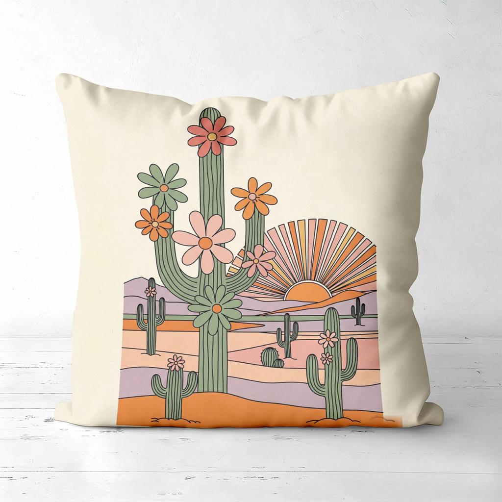 Cactus Floral Patterned Throw Pillow for Home Decor Polyester Pillowcase, Sofa Decorative Cushion Cov Headboard Pillow