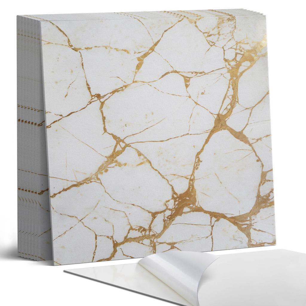 Zestaw Kafelków Winylowych Łatwy Montaż Elegancki Marmur Z Żyłkami 9X30X30 Cm
