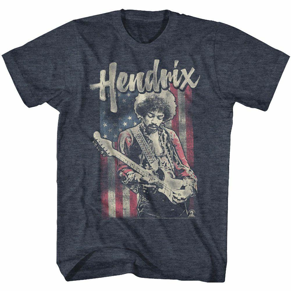 Jimi Hendrix Flag Navy Heather Adult T-Shirt Mens Womens Tees Top S
