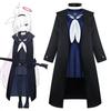 Blue Archive Plana & Alona Cosplay Kostüm, Schwarz-Weiß JK Uniform Vollständiges Rollenspiel-Set