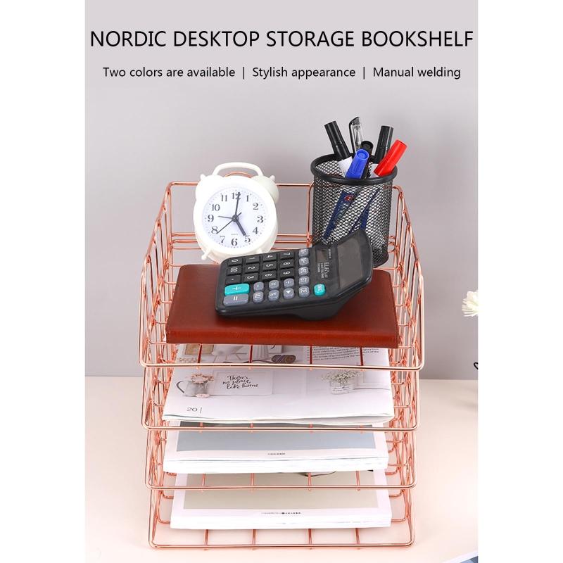 Modern Stackable Letter Tray Desktop Organizer Under Desk Hanging Organizer Metal Paper Tray for Women Men Student Staff