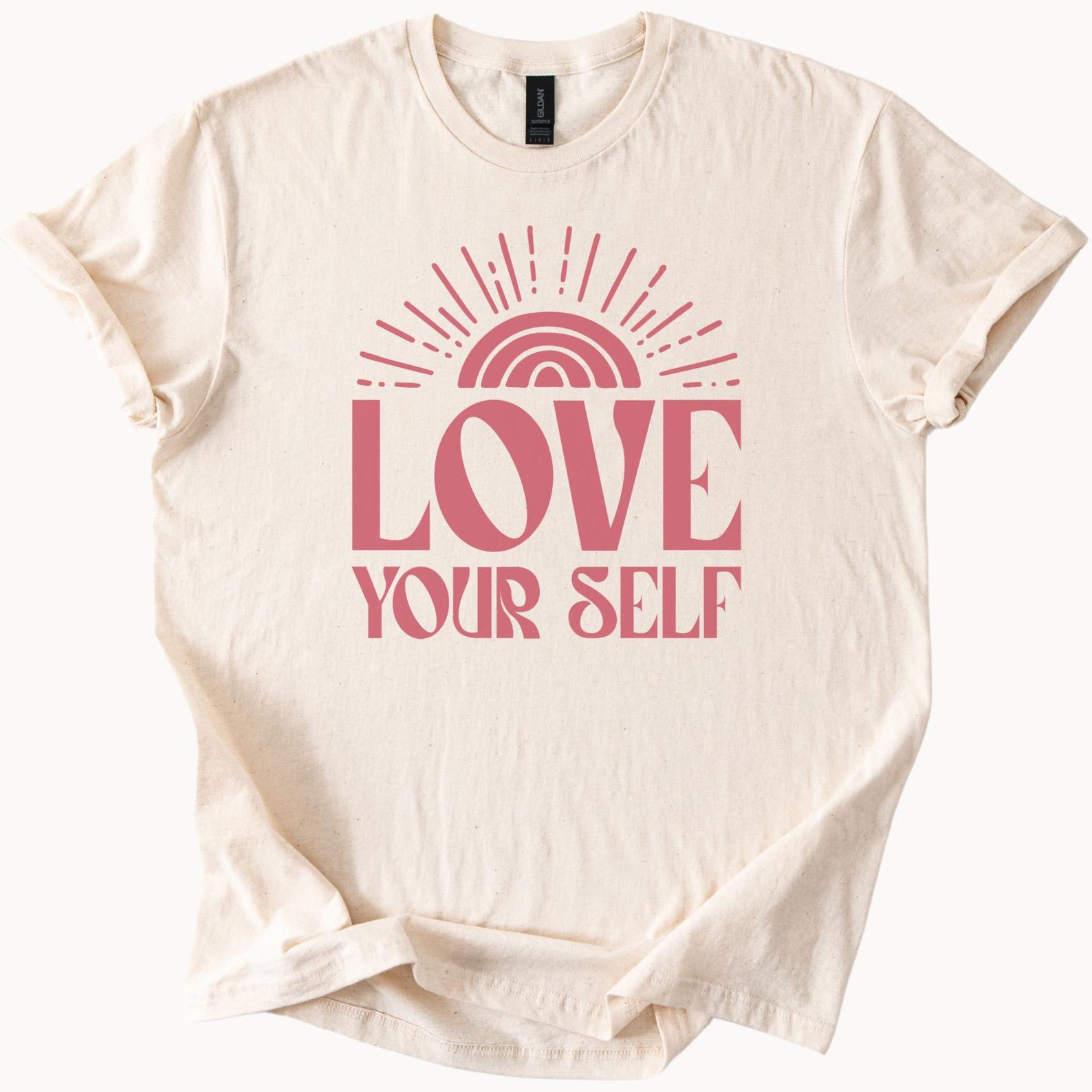 Love Yourself Graphic T Shirt Positive Affirmation Tee Sunburst Rainbow Self Care Shirt Inspirational Quote Shirt Motivational Top 110