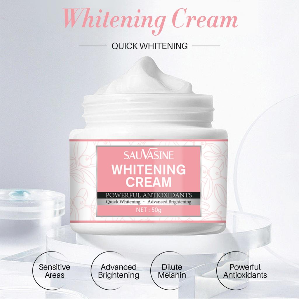 SAUVASINE Whitening Cream 50g, Moisturizing & Brightening Face Cream, Improves Skin Tone, Reduces Dark Spots, Nourishing Facial Care