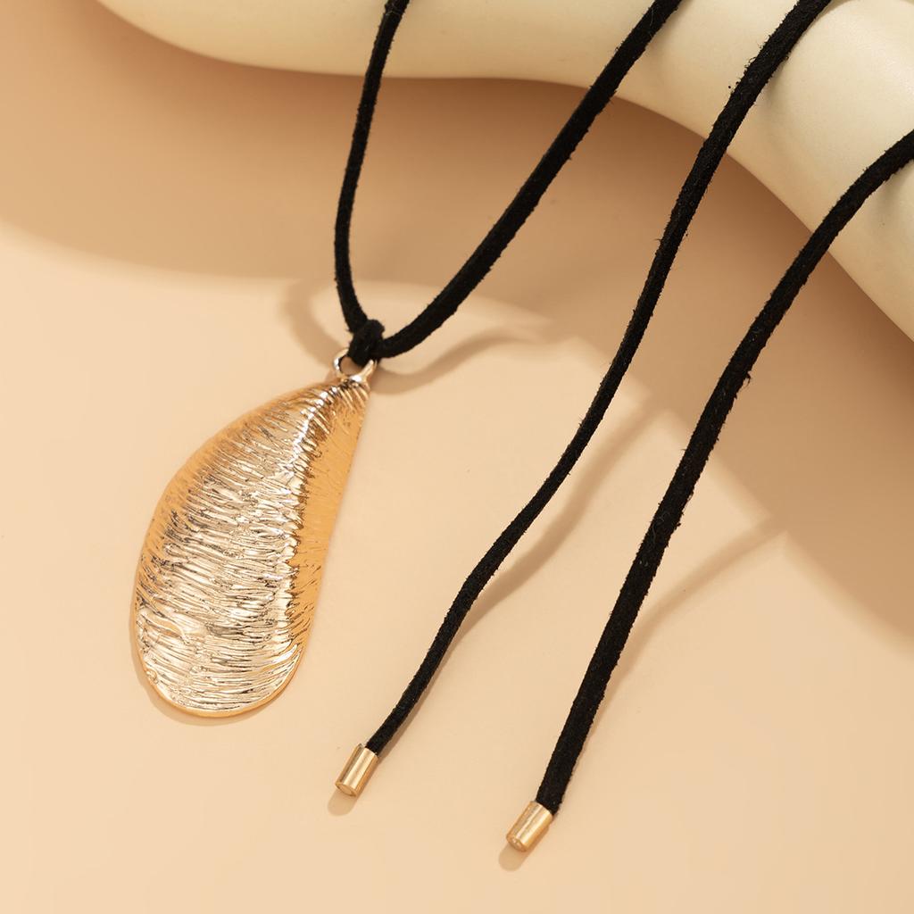 Overdreven Metalen Onregelmatig Gestreept Waterdruppel Hanger Ketting, Zoete Coole Band Choker Ketting