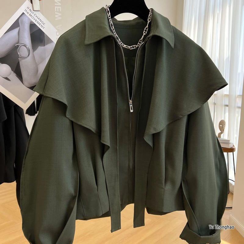 Designer Niche Women's Shawl Cape Coat - Spring/Autumn 2026 Fashionable Jacket-Style Top