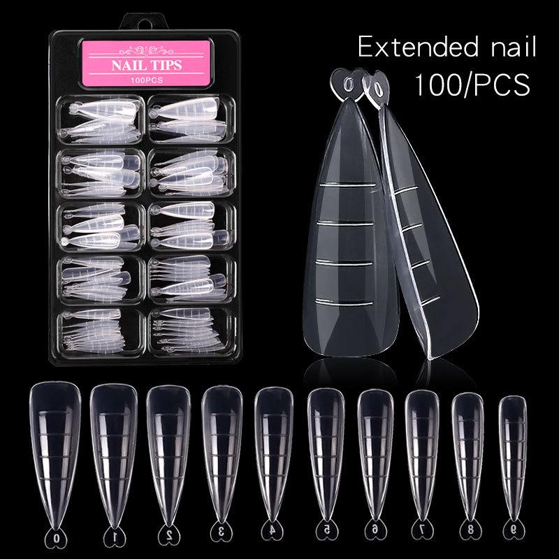 100Pcs Clear Stiletto Full Cover False Nail Scale Clip Gel Acrylic Nail Art Extended Fake Nail DIY Beauty Manicure Accessoires