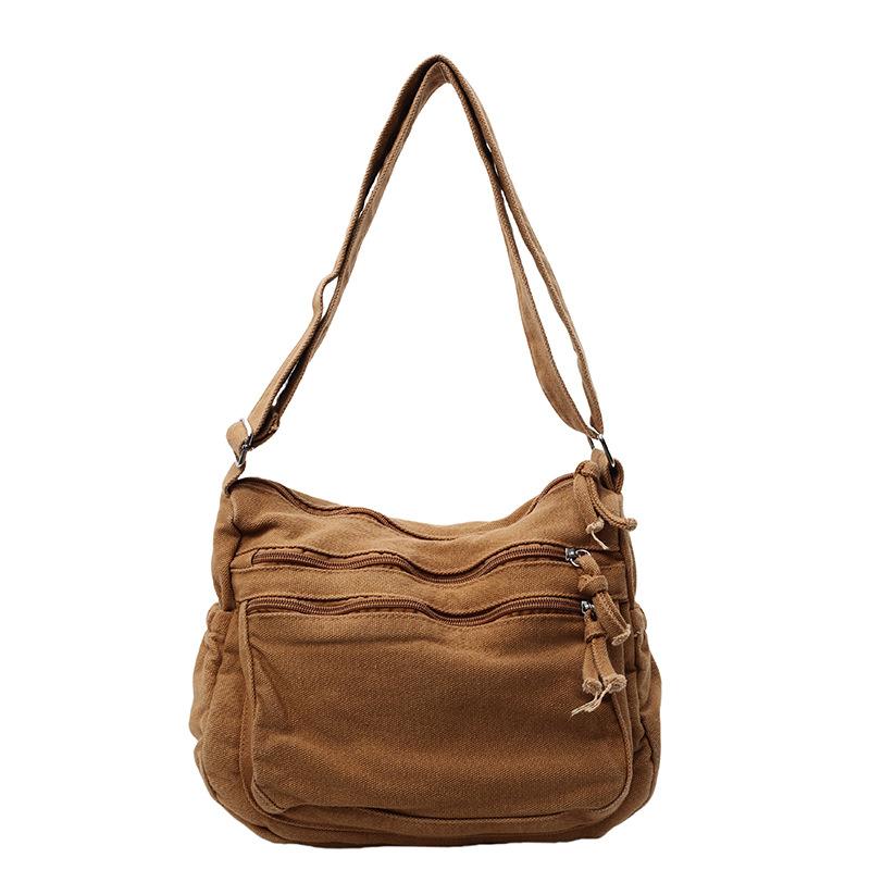 Casual big bag women's new literary and artistic style canvas shoulder bag class commuter messenger tote bag