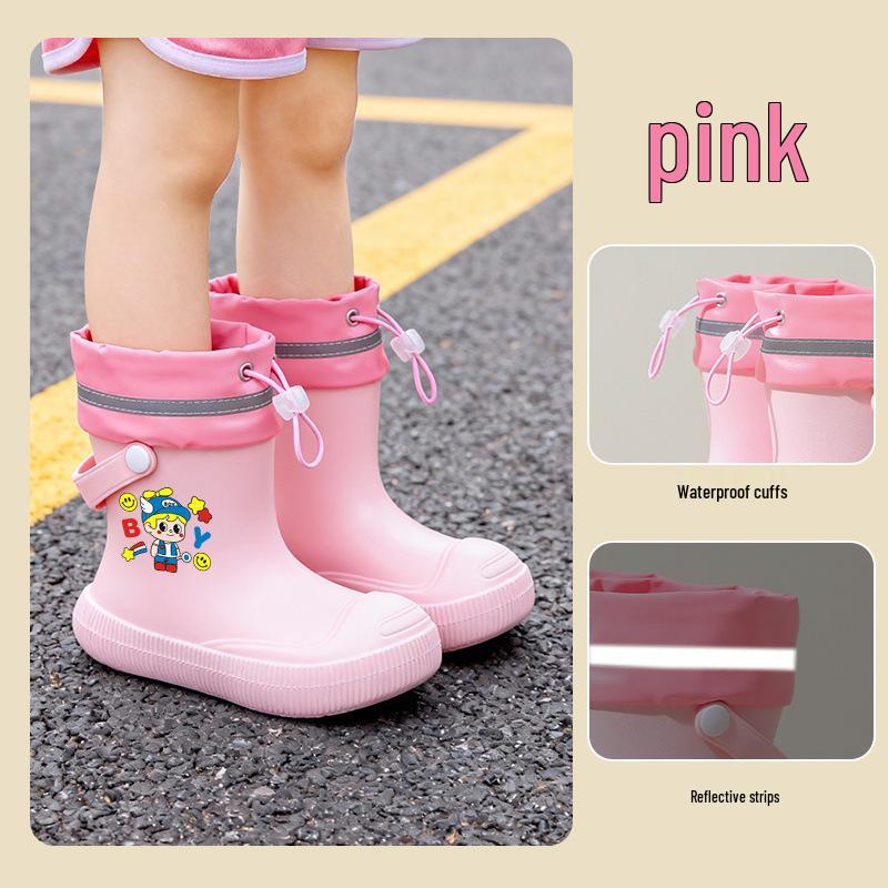 Cartoon Kids' Non-Slip Rain Boots with Drawstring, Lightweight and Elastic for Boys and Girls