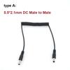1.5m DC Male To Angel Male Female Plug Spring Power Cord Cable 5.5 X 2.5mm 5.5mm X 2.1mm Extension Cord for LED Strip USB Fan