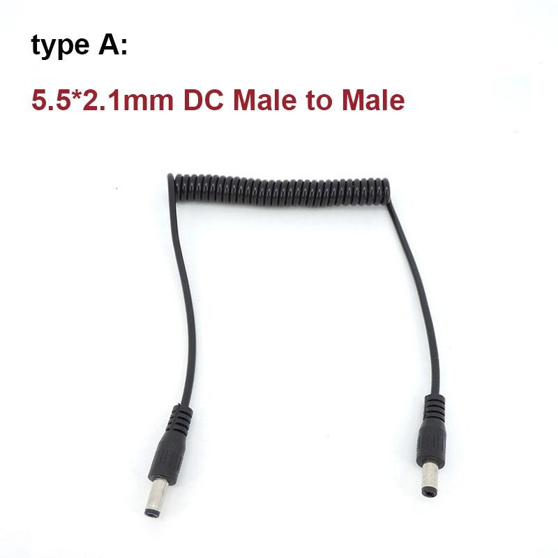 1.5m DC Male To Angel Male Female Plug Spring Power Cord Cable 5.5 X 2.5mm 5.5mm X 2.1mm Extension Cord for LED Strip USB Fan