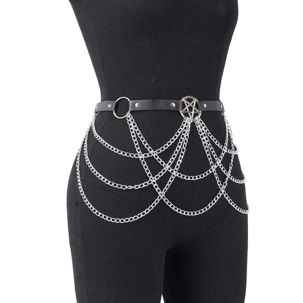 Women Belly Belt Chain Street Style Gothic Harness Chain Bustier Harness Waist Clothing Accessories