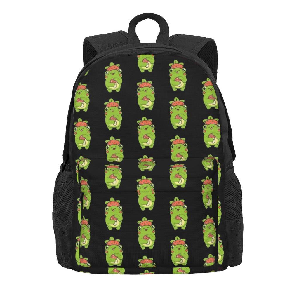 Süßer Frosch-Print Rucksack Bunte Tier Wanderrucksäcke Mädchen Design Print High School Taschen Ästhetischer Rucksack