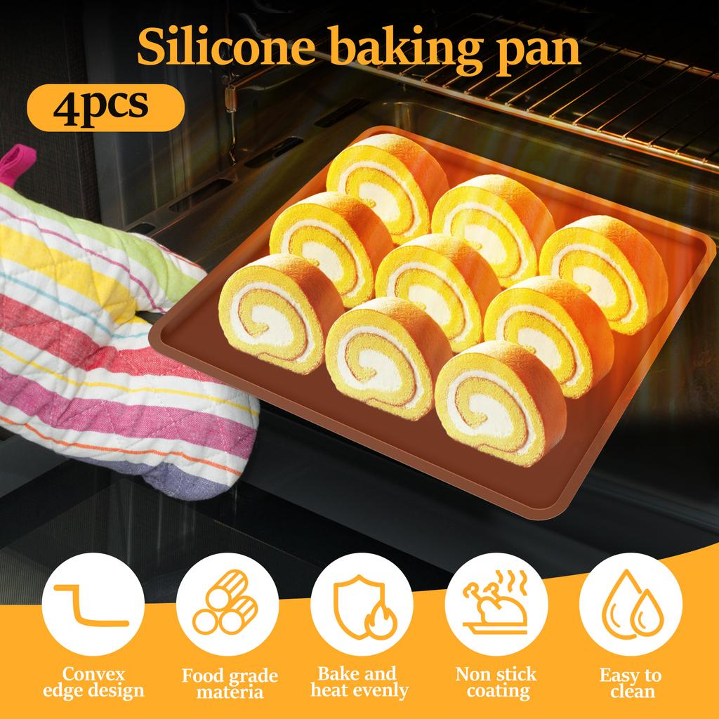 4/6Pcs Silicone Dehydrator Sheets Baking Mats Non-stick Baking Trays for Fruits Cake Bread Swiss Roll Oven Kitchen Accessories