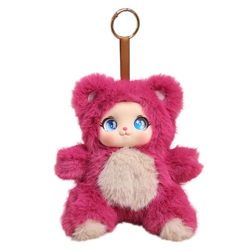 Fashionable Plush Doll Keychain In Sitting Pose 16cm Long Fashion Backpack Charm For Personalizing Keys And Bags